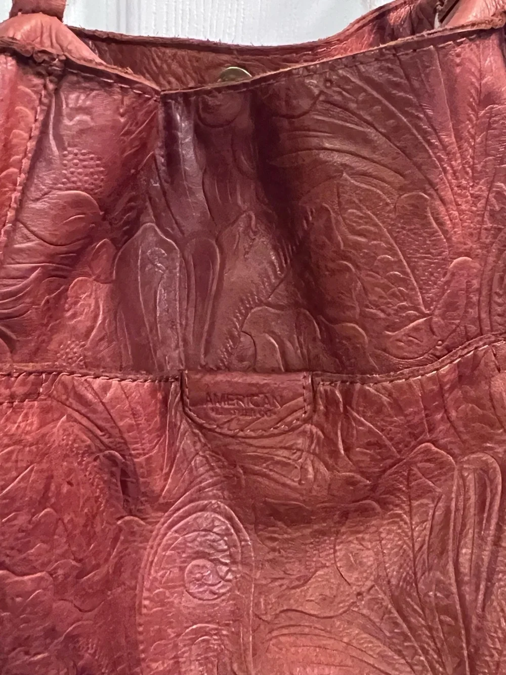 Embossed Leather Red Hobo Shoulder Bag